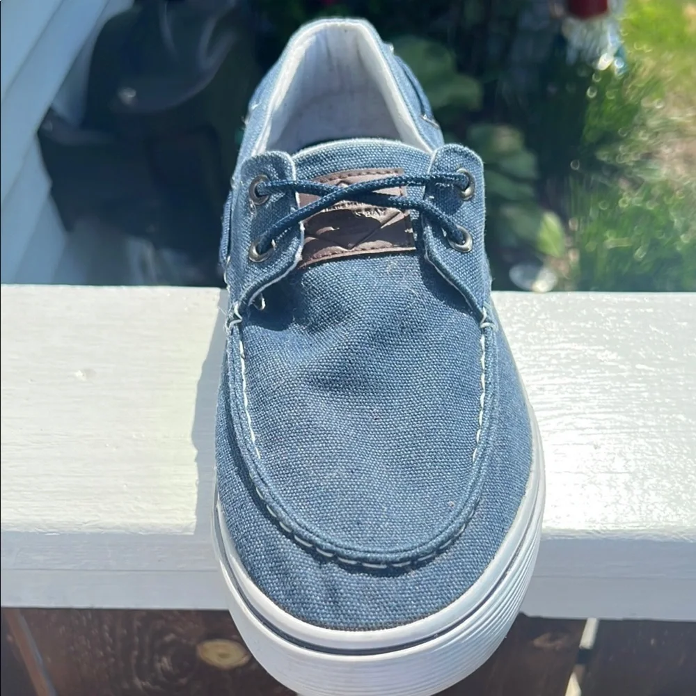St. John's Bay Denim and White Boat Shoes #4